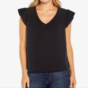 Three Dots Ladies Double Gauze Top in Black